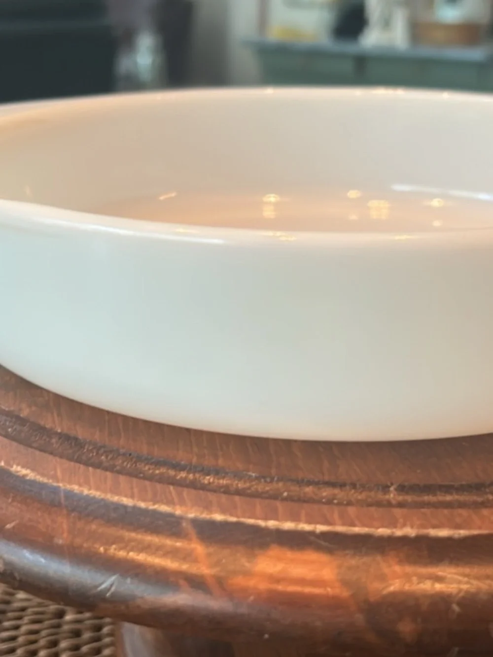 Vintage Pyrex Round Baking Dish with Side Handles- milk glass